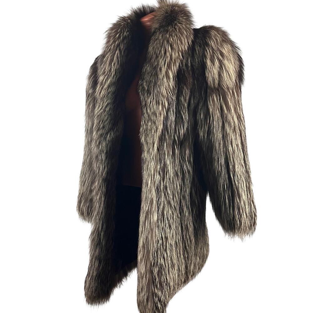 Luxury SAGA FOX Silver Fox Ranched Fox Half Coat Size fits M